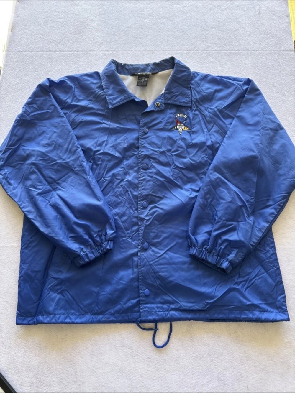 Auburn Sportswear Vintage 90s Nylon Bomber Jacket Blue Snap Front